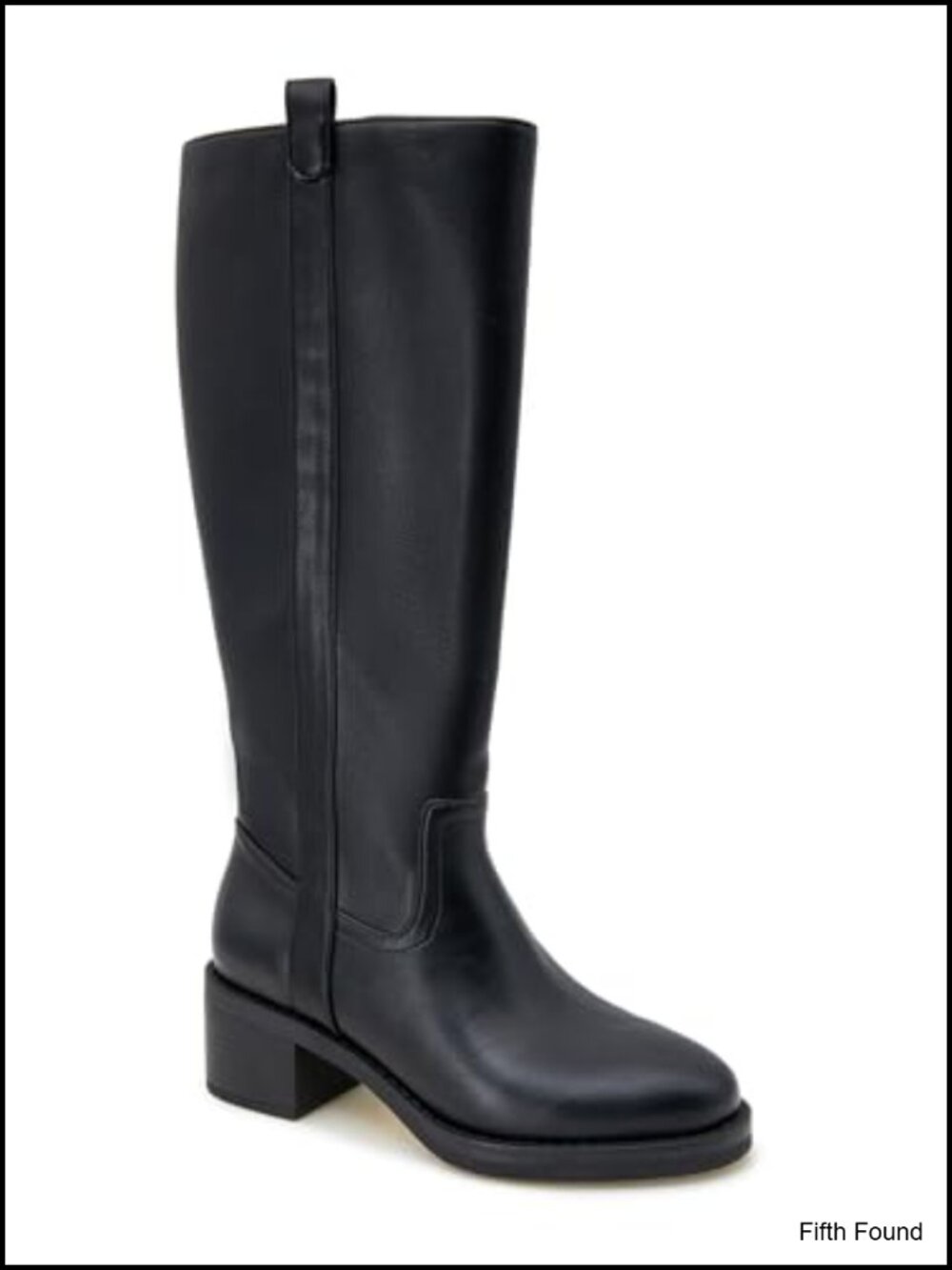 Faux Leather Knee High Boots with Block Heel and Zipper
